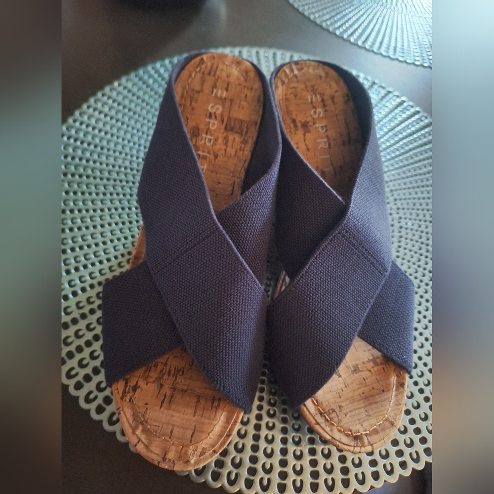 ESPRIT, Size 7, Navy, Esprit Navy Wedge Sandals